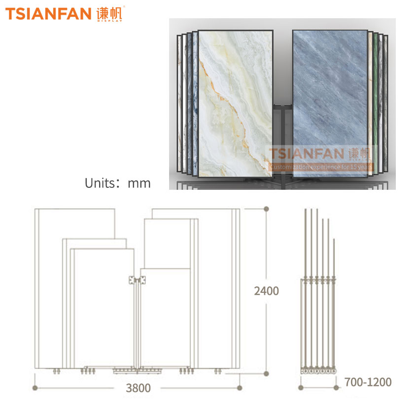Modern Custom Metal Flooring Page Display Stand Large Ceramic tile page-turning display rack - Image 2