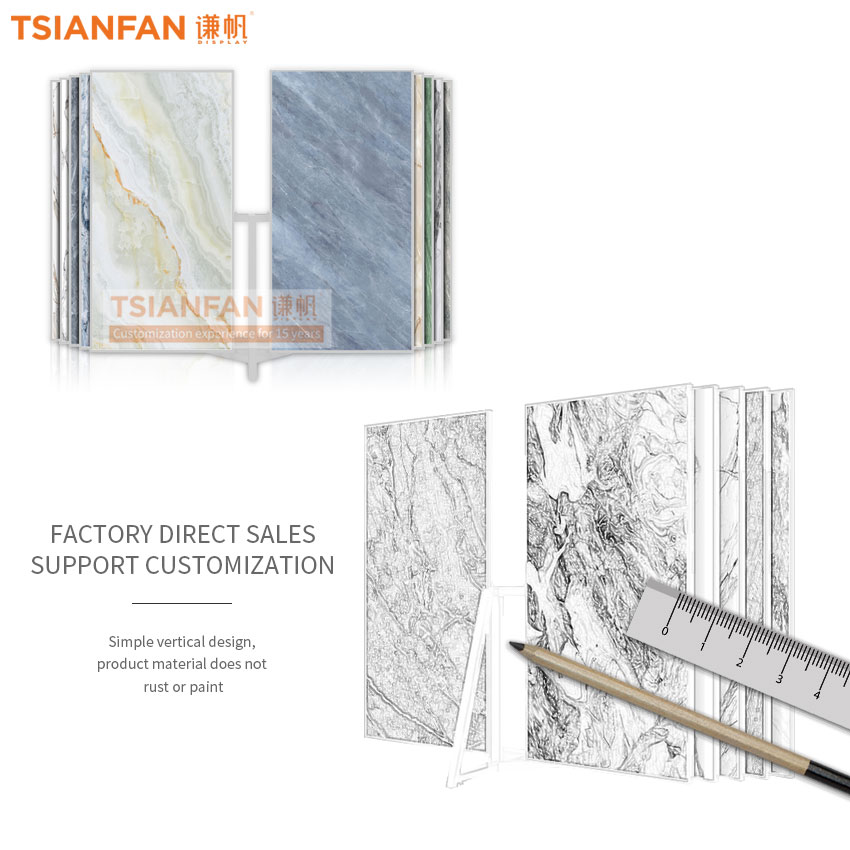Modern Custom Metal Flooring Page Display Stand Large Ceramic tile page-turning display rack - Image 3