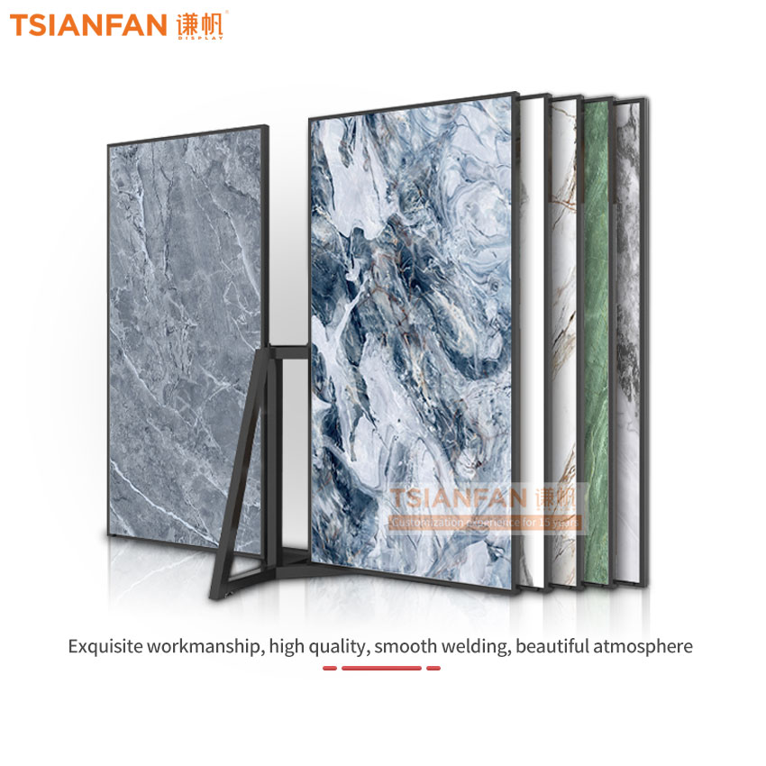 Modern Custom Metal Flooring Page Display Stand Large Ceramic tile page-turning display rack - Image 4