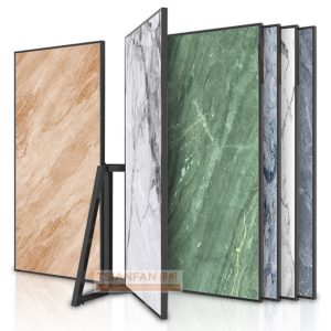 Modern Custom Metal Flooring Page Display Stand Large Ceramic tile page-turning display rack