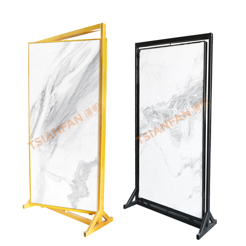 Large tile board display rack factory showroom metal sample panel granite stone slab rock