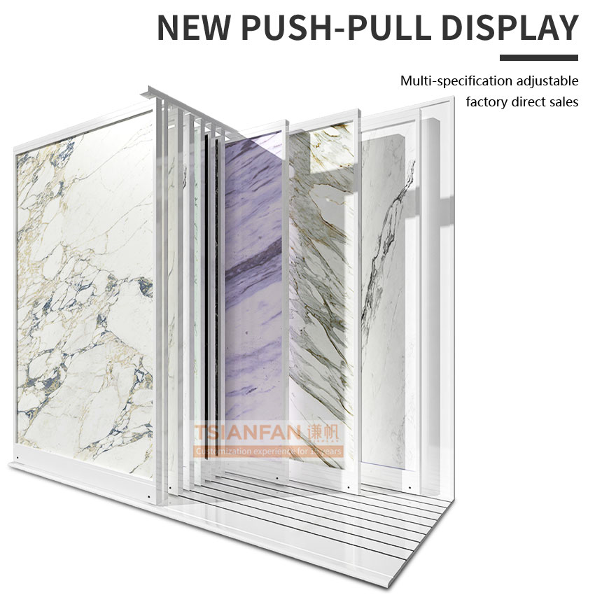 Large tile Board push pull display rack level display frame