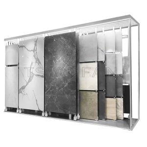 Large tile board push pull sliding display Cabinet Factory Customize For Showroom
