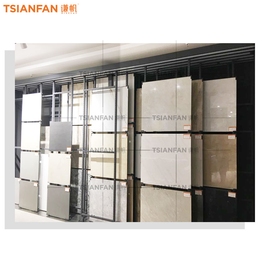 Large tile board push pull sliding display Cabinet Factory Customize For Showroom - Image 3