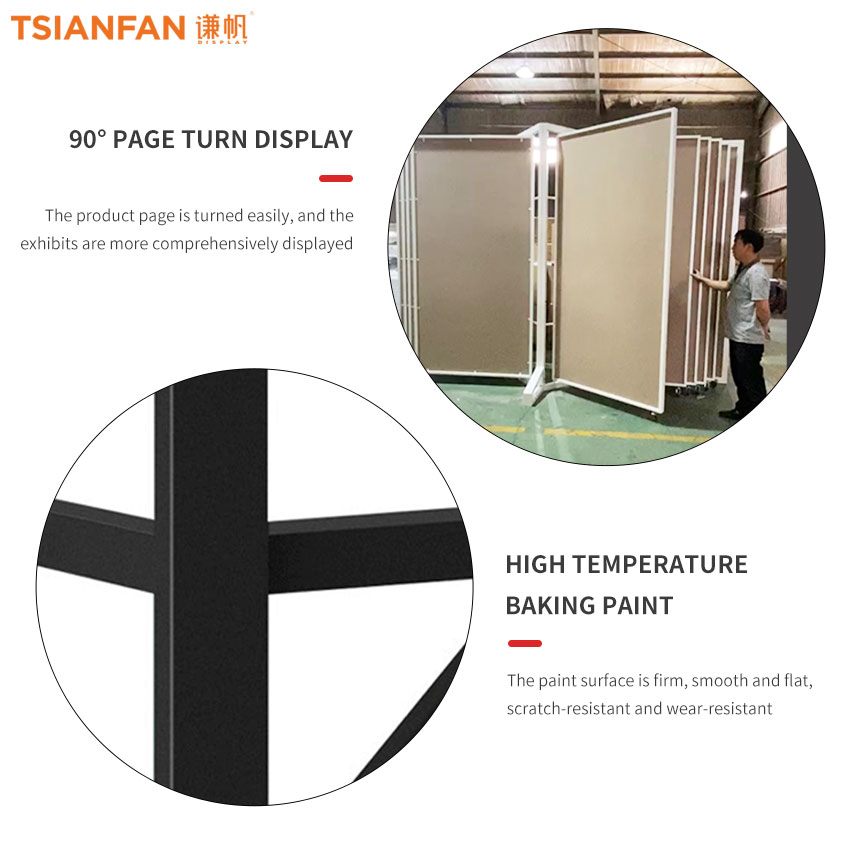 Factory custom large tile marble slab page turning sliding display rack metal flooring rack - Image 4