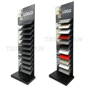 Marble Ceramic Tile Quartz Floor Display Stand Showroom Steel Stone