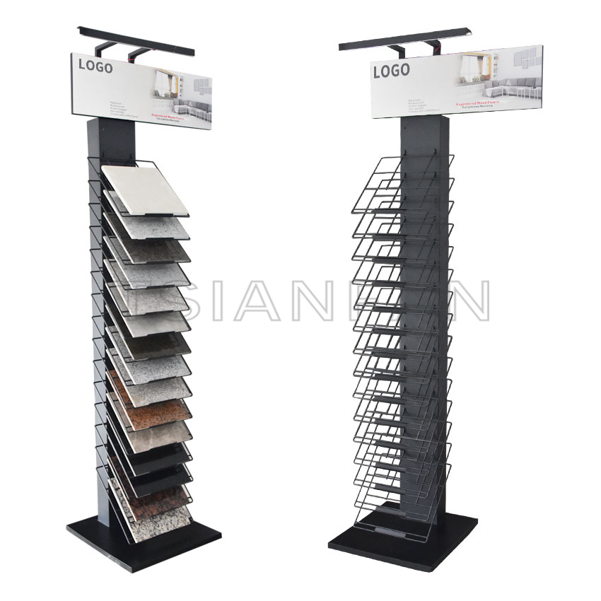 Metal flooring showroom tower tile stone display rack LD017-3