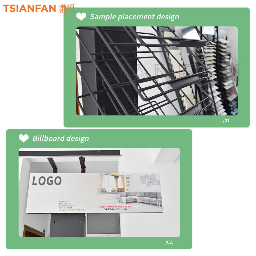 Metal flooring showroom tower tile stone display rack LD017-3 - Image 4