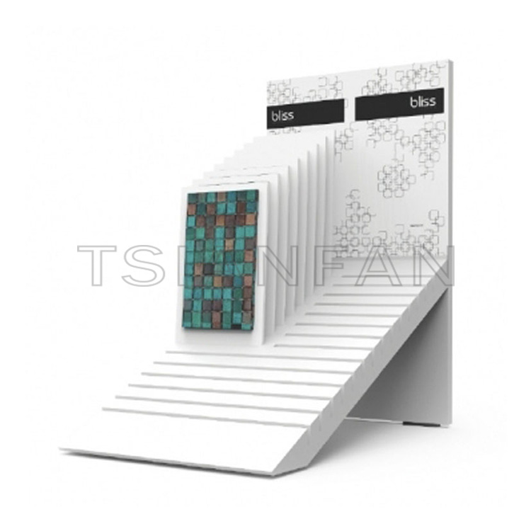 Recline mosaic sample countertop waterfall display rack made in china Loose Tiles displays-mt924