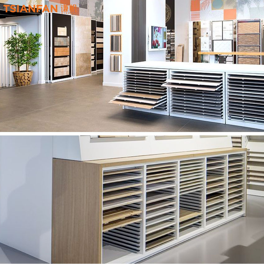 New design ceramic tile floor Quartz Samples Stone display Cabinet - Image 2