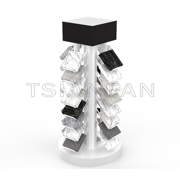 New design marble stone natural stone sample rotating display stand srt3014