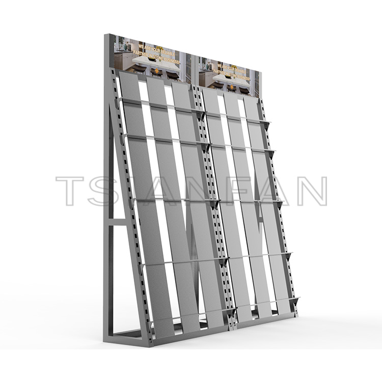 New design slope type quartz stone display stand with company name and logo-SG022 - Image 5