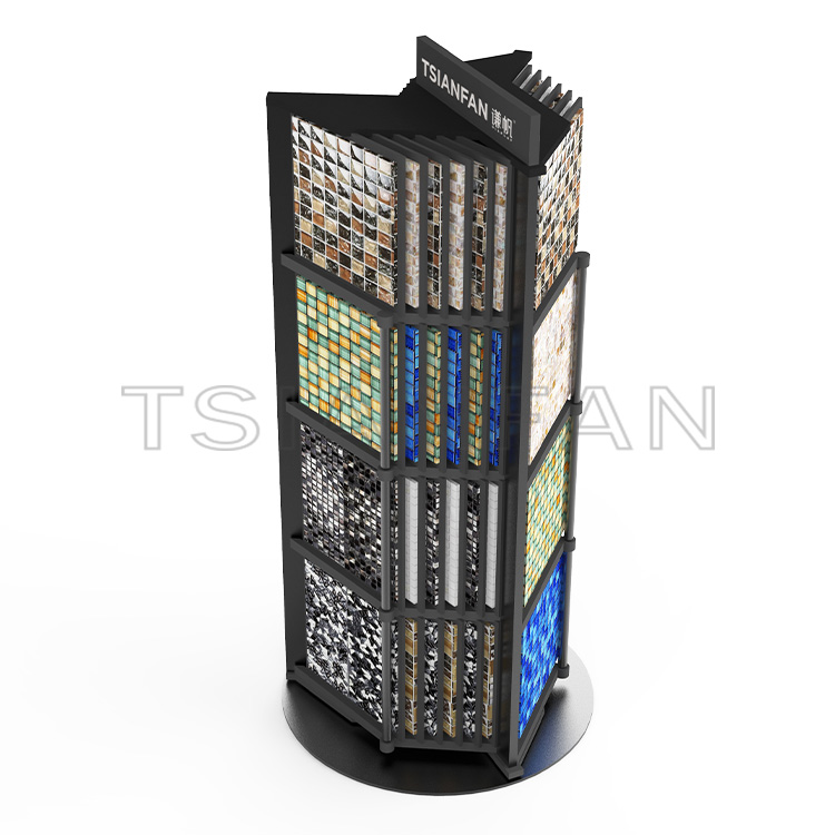 New design stereoscopic rotating mosaic metal display rack-MZ2109