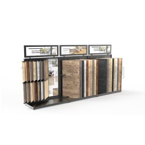 New Design wood Flooring stand page turning combination Display rack For Showroom-WF3014
