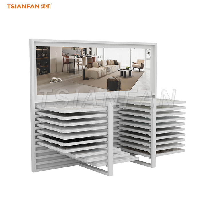 Professional Sliding Pull-Out Tile & Stone Display Tower for Showroom-CX2016