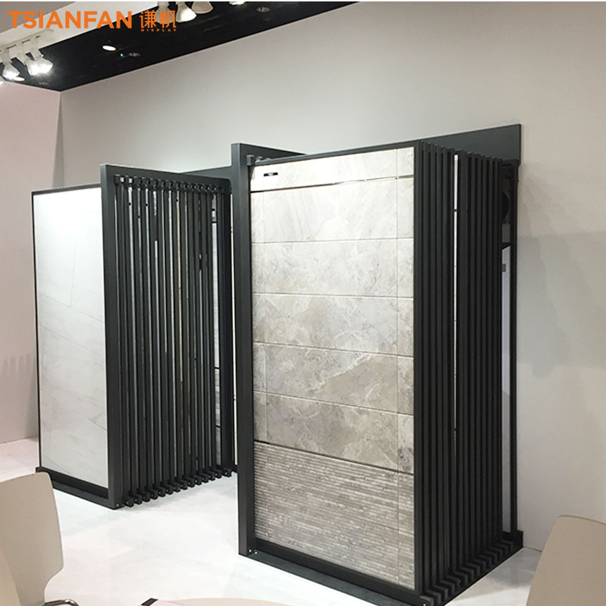 New showroom custom push pull display rack large tile sliding marble slab flooring display rack - Image 3