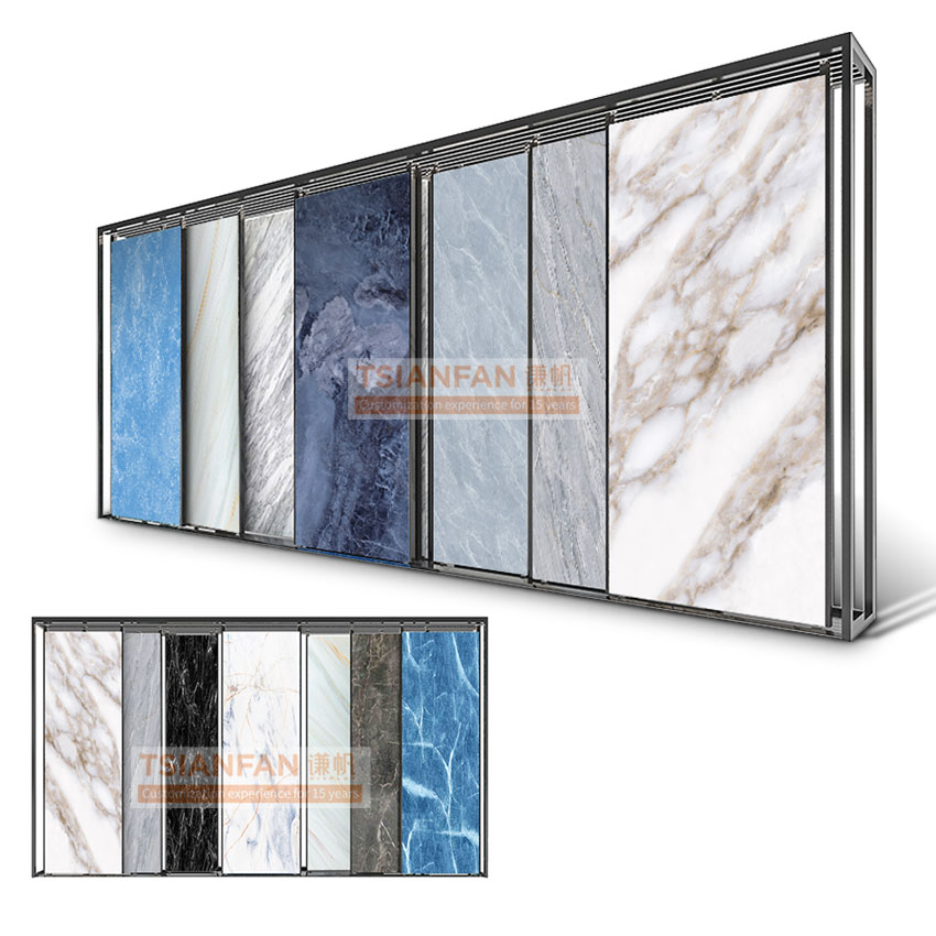 Large tile vertical push-pull display rack flexible display racks