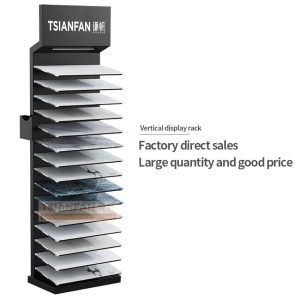 Quartz Display Floor Stand Custom Logo Showroom Metal Sample Tower Shelf Standing Stone Display Rack LD037-3