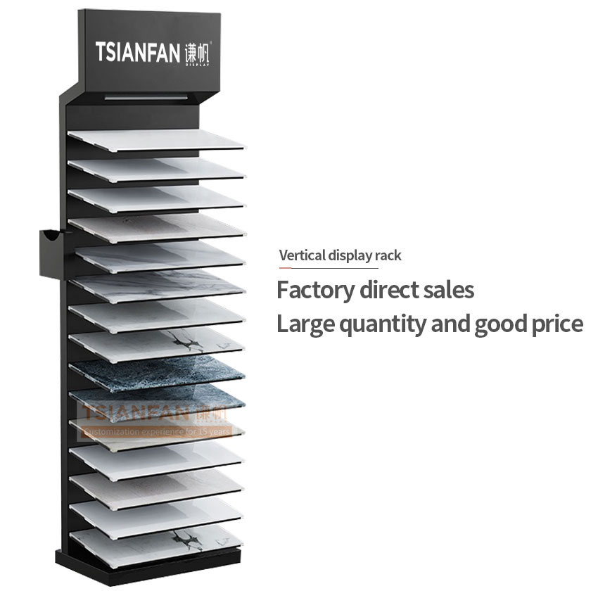 Quartz Display Floor Stand Custom Logo Showroom Metal Sample Tower Shelf Standing Stone Display Rack LD037-3