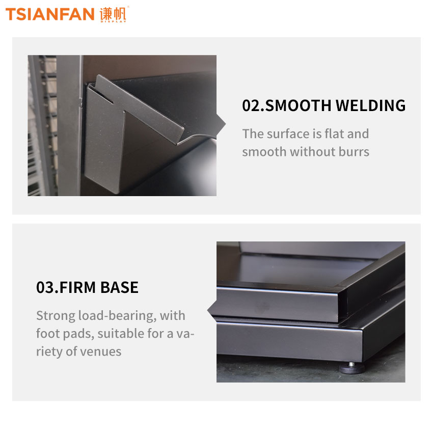 Quartz Display Floor Stand Custom Logo Showroom Metal Sample Tower Shelf Standing Stone Display Rack LD037-3 - Image 4