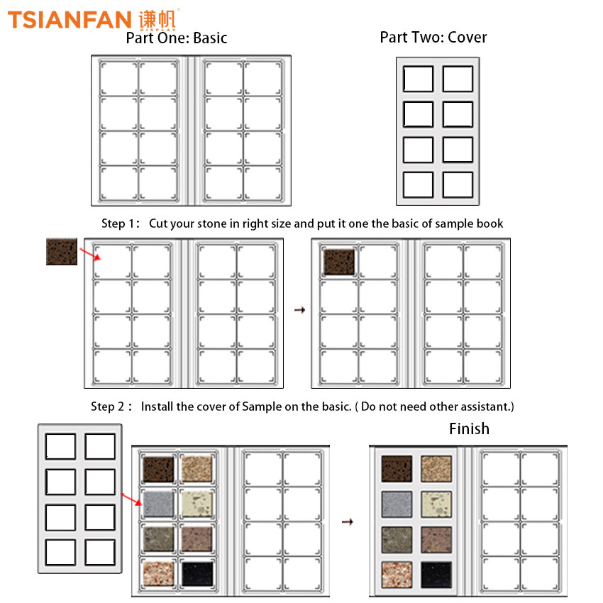 Quartz mosaic marble stone tile sample display book Folder Panel Packing brochure - Image 4