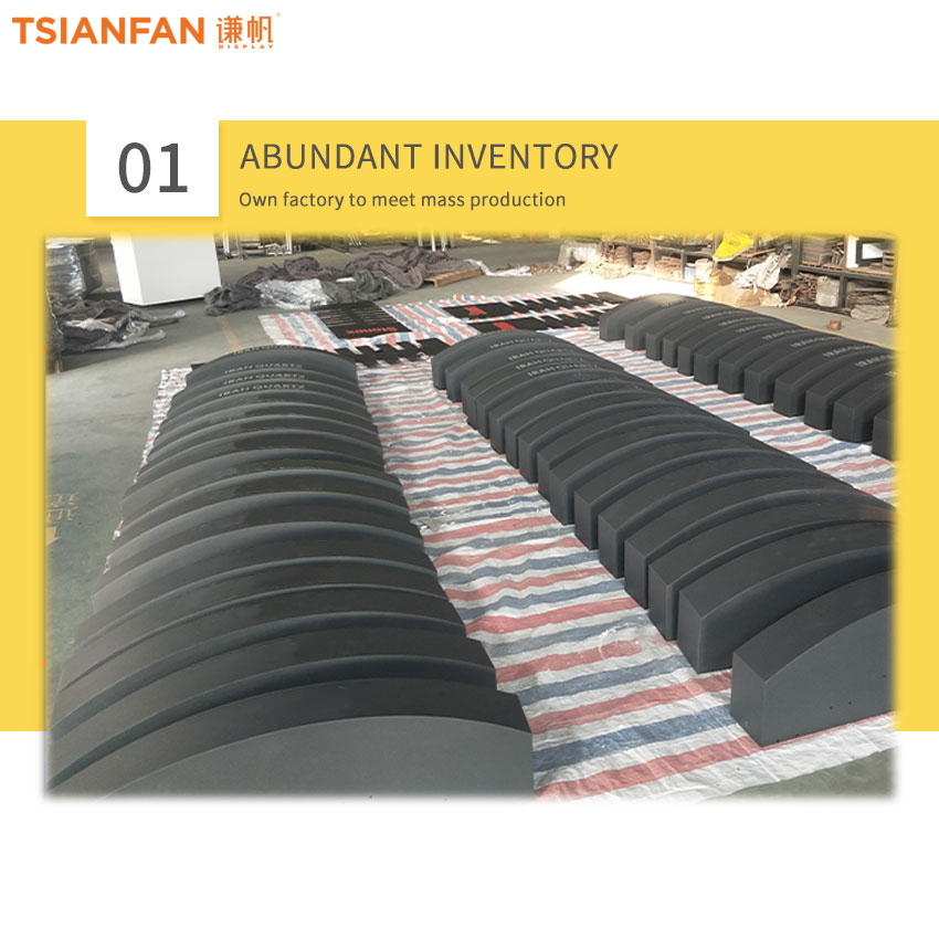Quartzite natural stone display large capacity page-turning floor rack marble granite Mosaic metal display rack - Image 4