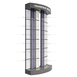 Quartzite natural stone display large capacity page-turning floor rack marble granite Mosaic metal display rack