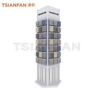 rotating mosaic display racks for retail stores tower Outdoor Garden Stone Display mz2047