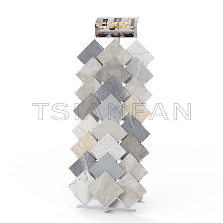 Samples Waterfall Quartz Stone Floor Display Rack Wholesale display equipment for building materials-SG1014