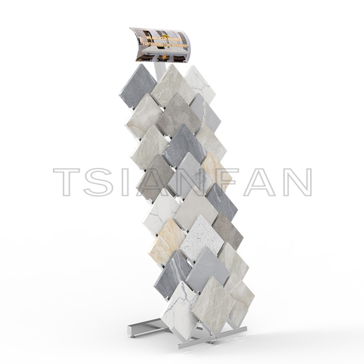 Samples Waterfall Quartz Stone Floor Display Rack Wholesale display equipment for building materials-SG1014 - Image 2