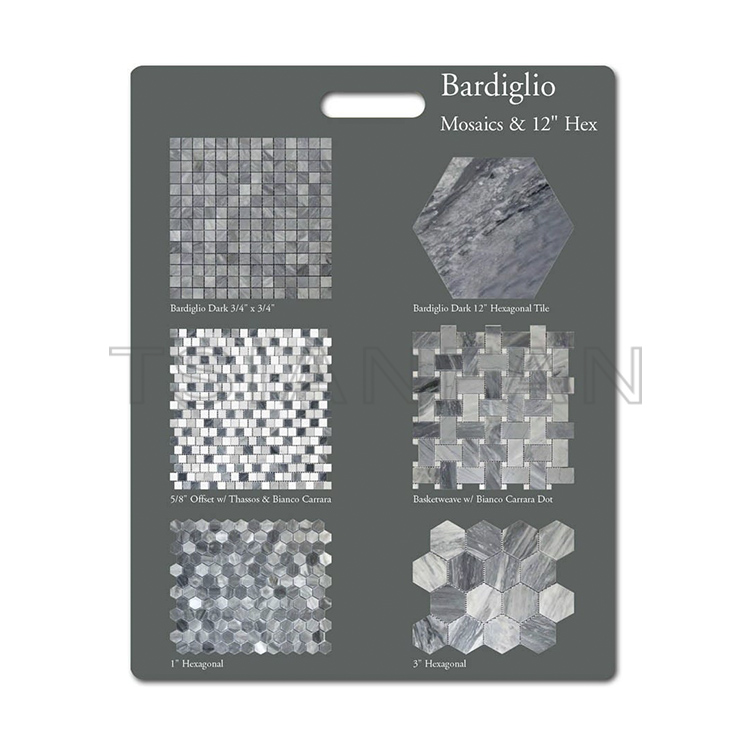 Shopping mall custom mosaic tile stone sample display rack board PF005-68