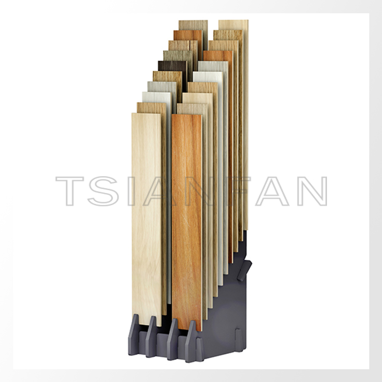 Showroom Customize solid wood floor tile board insert display rack-WE202