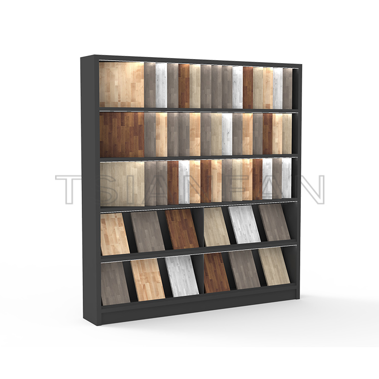 Showroom customized solid wood floor display upright cabinet Page display floor stand -WZ7009