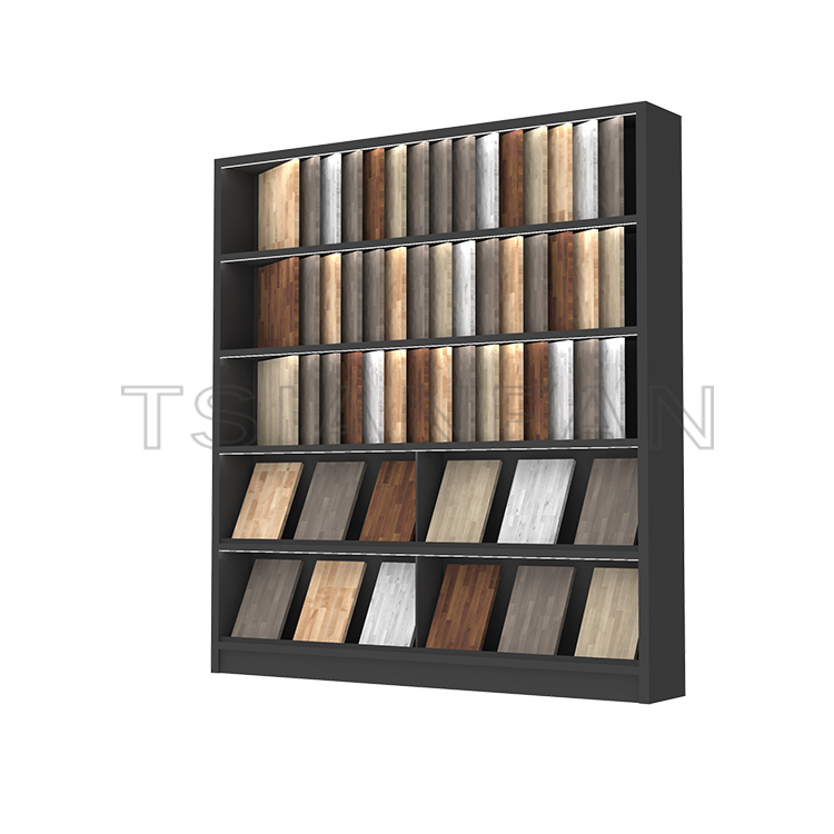 Showroom customized solid wood floor display upright cabinet Page display floor stand -WZ7009 - Image 3