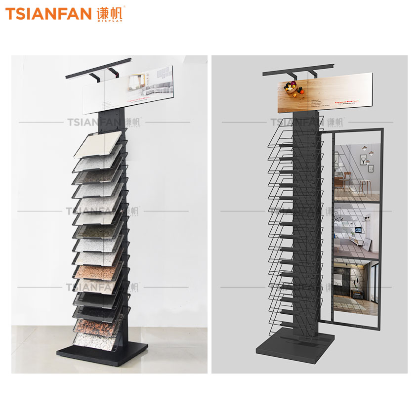 Showroom design Quartz Marble Wooden Tile stone Floor Display Stand - Image 3