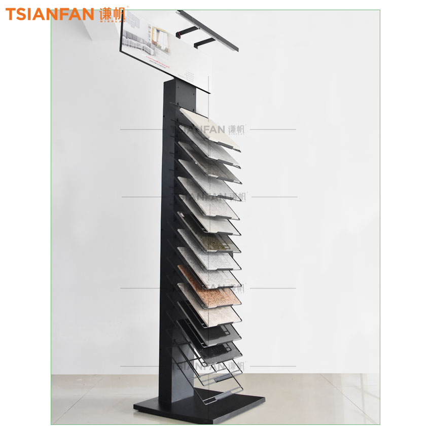 Showroom design Quartz Marble Wooden Tile stone Floor Display Stand - Image 2