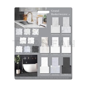 showroom display design mdf board basketweave tile stone sample display board PF005-55
