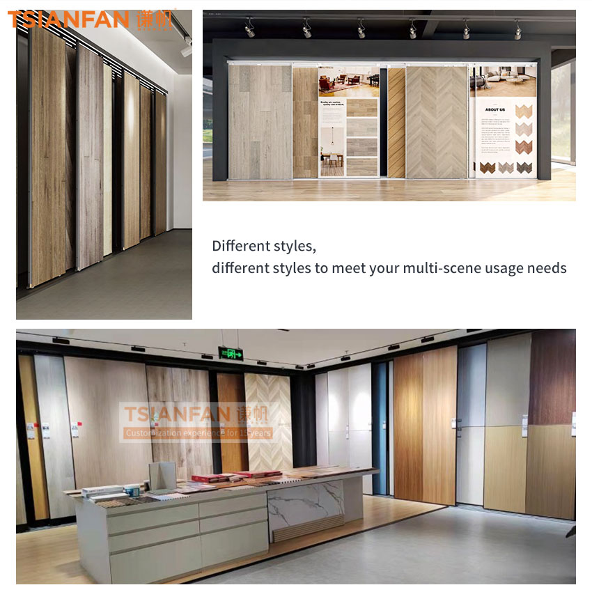 Showroom Wooden floor Slab push pull display Steel rack - Image 2