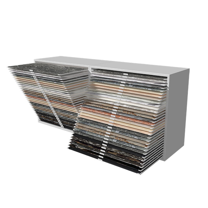 Sliding Display Drawer Tile Quartz Granite Marble Sample Cabinet Stand