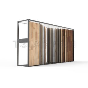 Solid wood floor board wooden door sample push-pull sliding metal display racks-WT4007