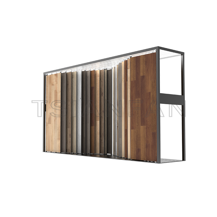 Solid wood floor board wooden door sample push-pull sliding metal display racks-WT4007 - Image 3