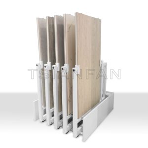 Solid wood floor push pull display rack Tile Marble Quartz sliding stand