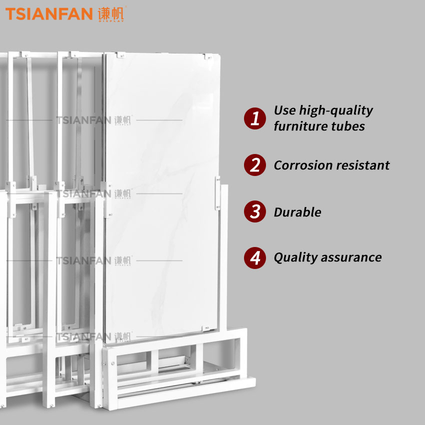 Solid wood floor push pull display rack Tile Marble Quartz sliding stand - Image 4