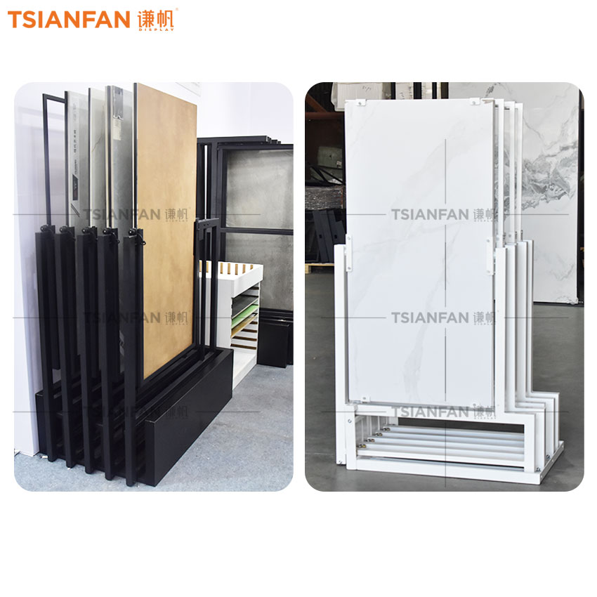 Solid wood floor push pull display rack Tile Marble Quartz sliding stand - Image 3