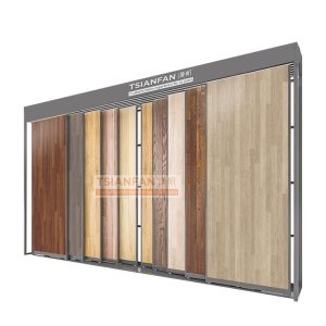 Large solid wood floor push pull display stand horizontal sliding display