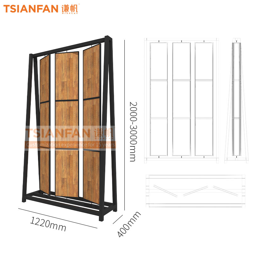 Solid wood floor rotating display rack - Image 3