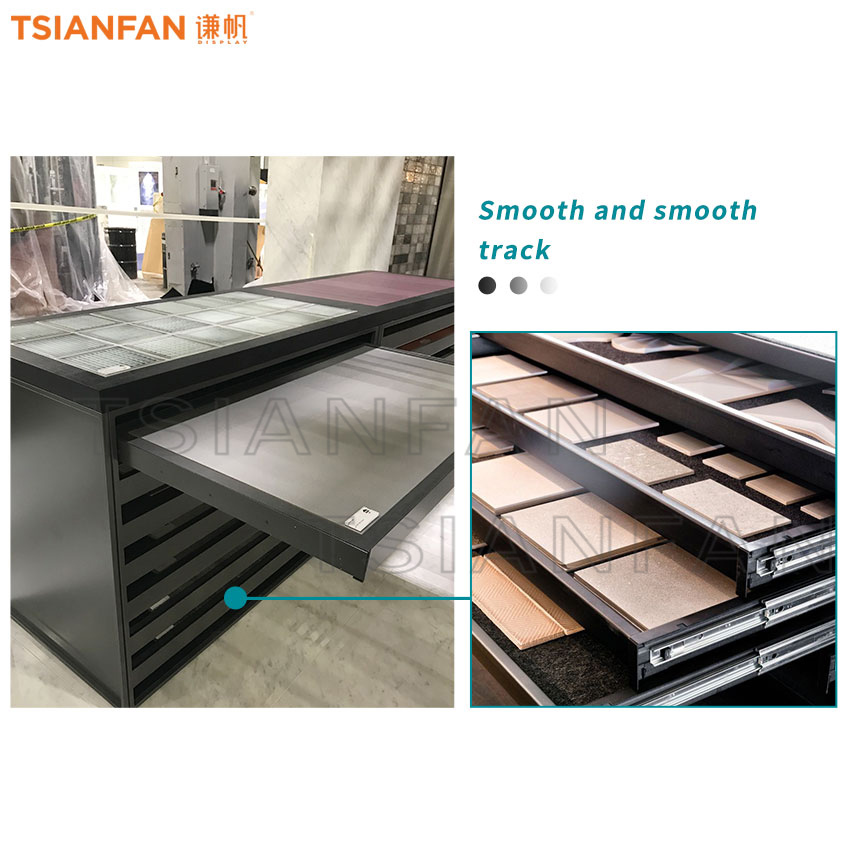 Solid Wood Tile Ceramic Granite Marble display Cabinet Metal Customize rack - Image 5