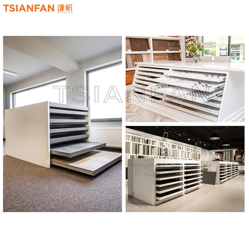 Solid Wood Tile Ceramic Granite Marble display Cabinet Metal Customize rack - Image 2