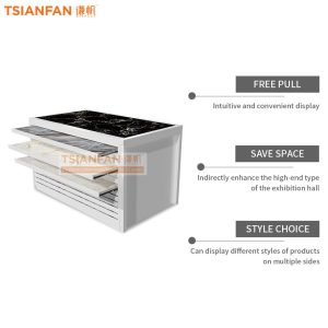 Porcelain tile panel drawer display cabinet Push and pull display cases