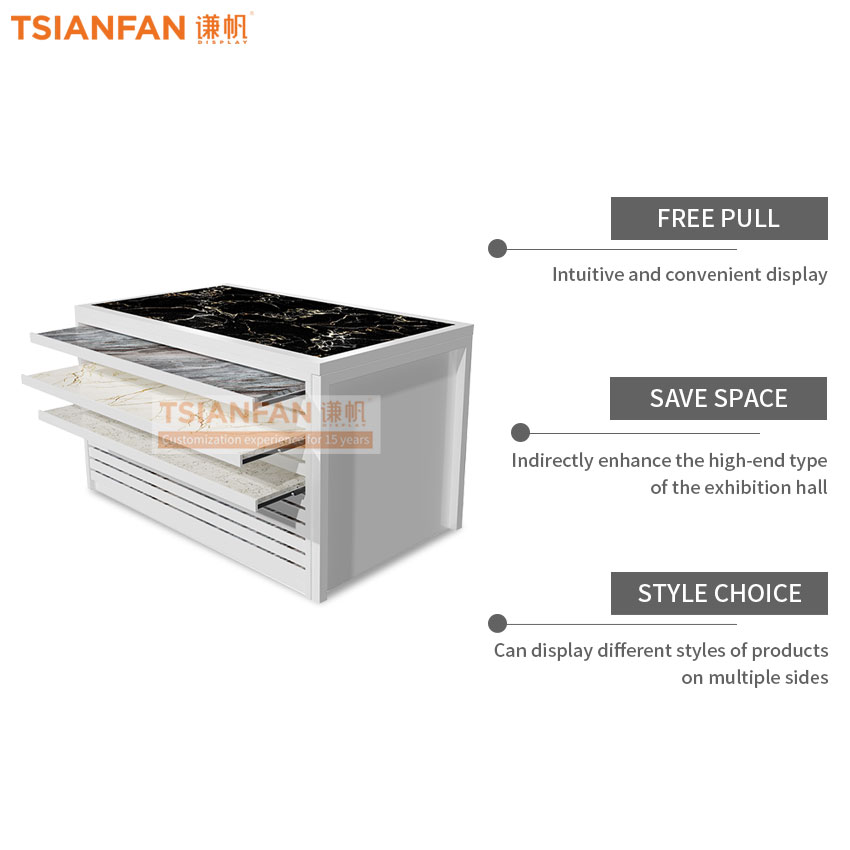 Porcelain tile panel drawer display cabinet Push and pull display cases